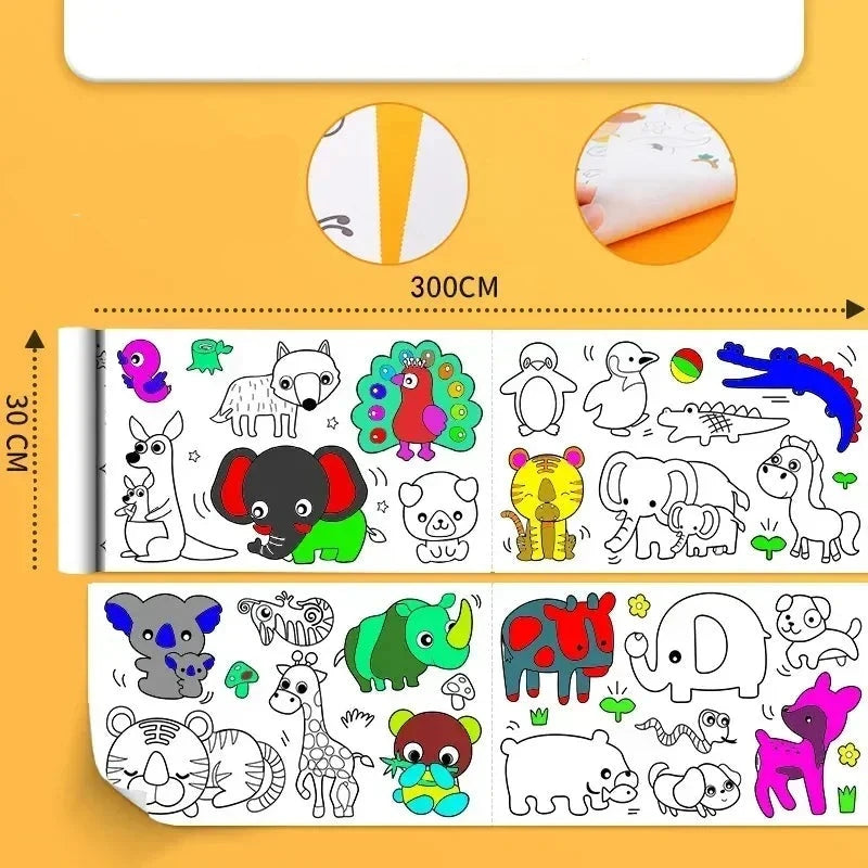 Rolo de Papel para Colorir, Papel para Colorir Infantil, Brinquedo Educativo de Colorir, Rolo de Papel com Desenhos, Papel de Colorir para Crianças, Atividades de Colorir para Crianças, Papel para Colorir com Desenhos, Papel para Desenhar e Colorir, Brinquedo para Desenvolvimento Cognitivo, Brinquedo para Motor