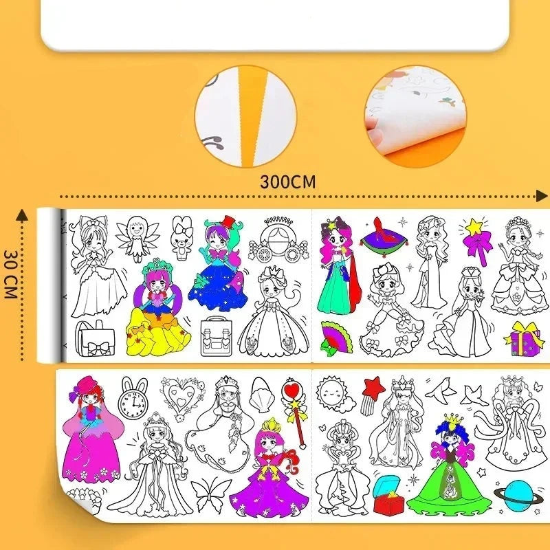 Rolo de Papel para Colorir, Papel para Colorir Infantil, Brinquedo Educativo de Colorir, Rolo de Papel com Desenhos, Papel de Colorir para Crianças, Atividades de Colorir para Crianças, Papel para Colorir com Desenhos, Papel para Desenhar e Colorir, Brinquedo para Desenvolvimento Cognitivo, Brinquedo para Motor